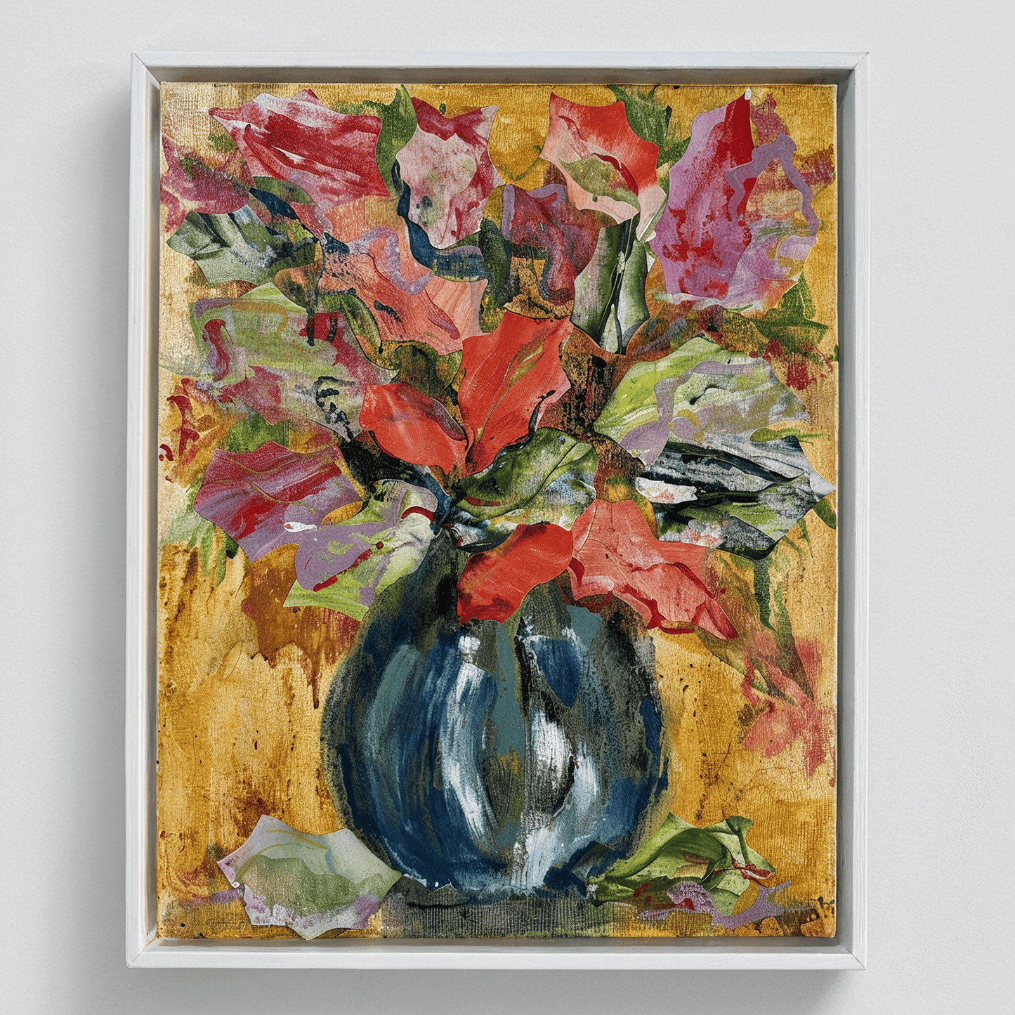 Autumn Happiness in a Blue Vase (SOLD)